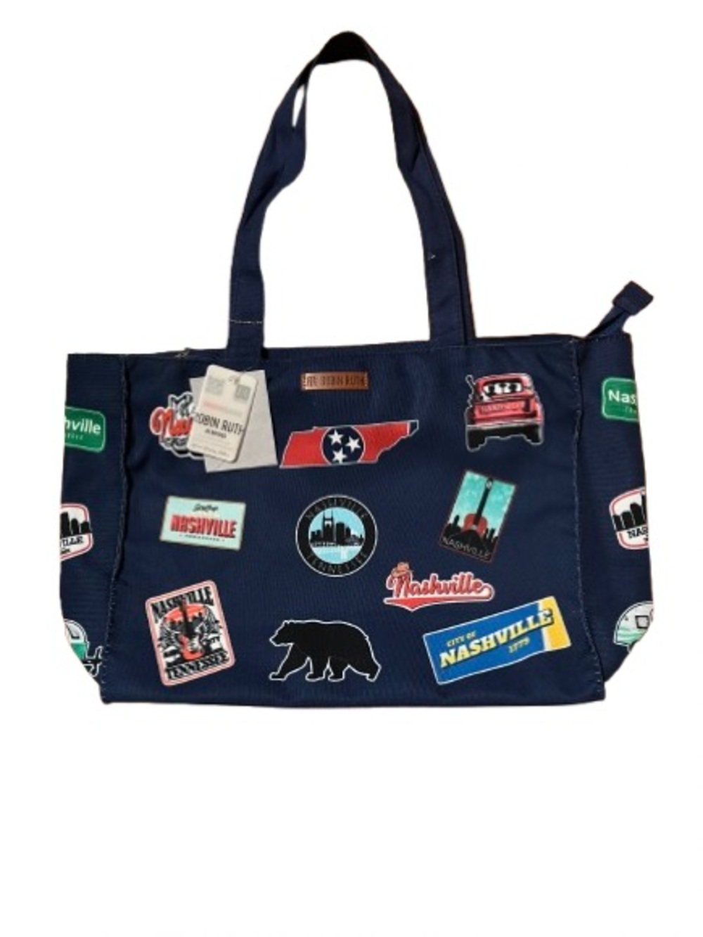 NWT Robin Ruth Nashville Patch Navy Tote Bag
